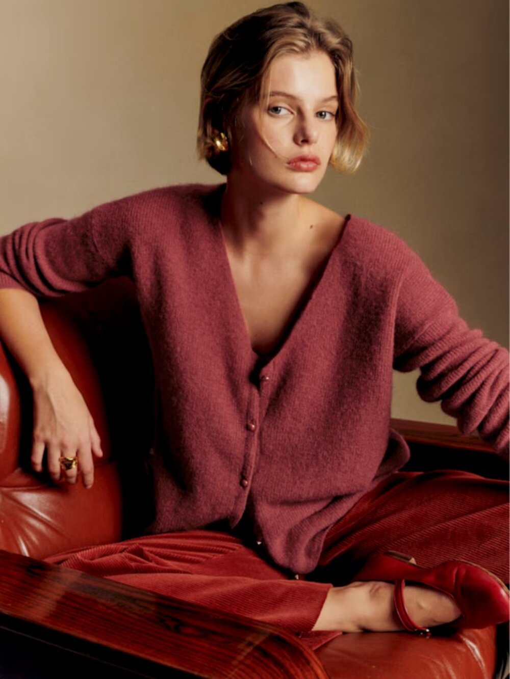 Sezane Barry Cardigan in Rosewood